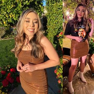 NWT URBAN OUTFITTERS Brown Sequins Mini Dress